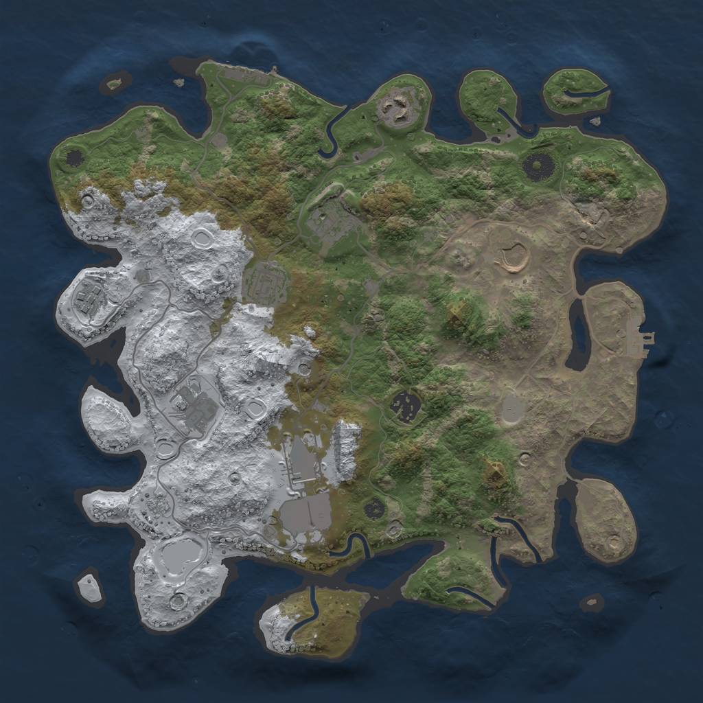 Rust Map: Procedural Map, Size: 3550, Seed: 166565555, 17 Monuments