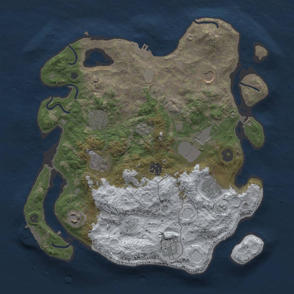Rust Map: Procedural Map, Size: 3500, Seed: 651482115, 18 Monuments