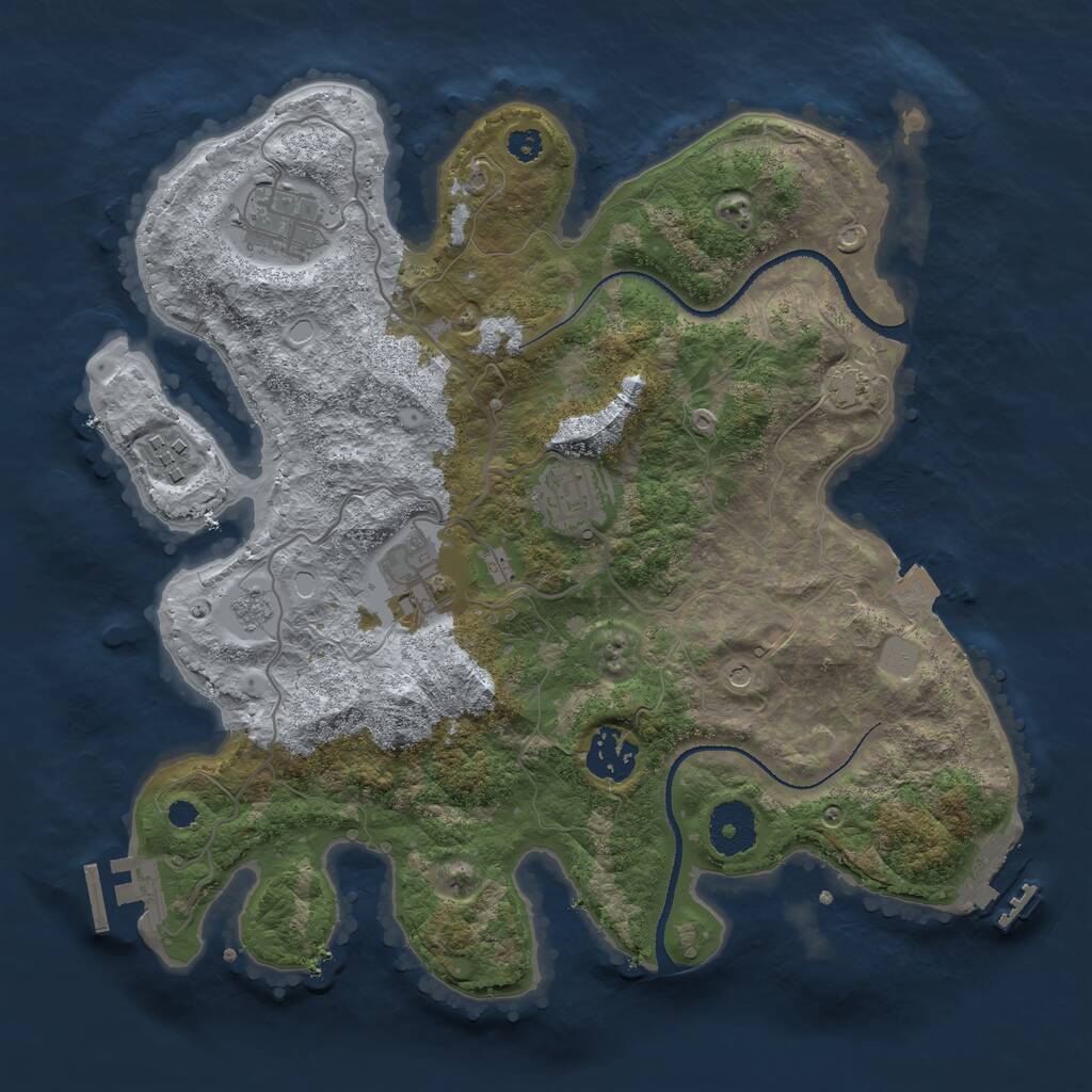 Rust Map: Procedural Map, Size: 3200, Seed: 856471596, 11 Monuments