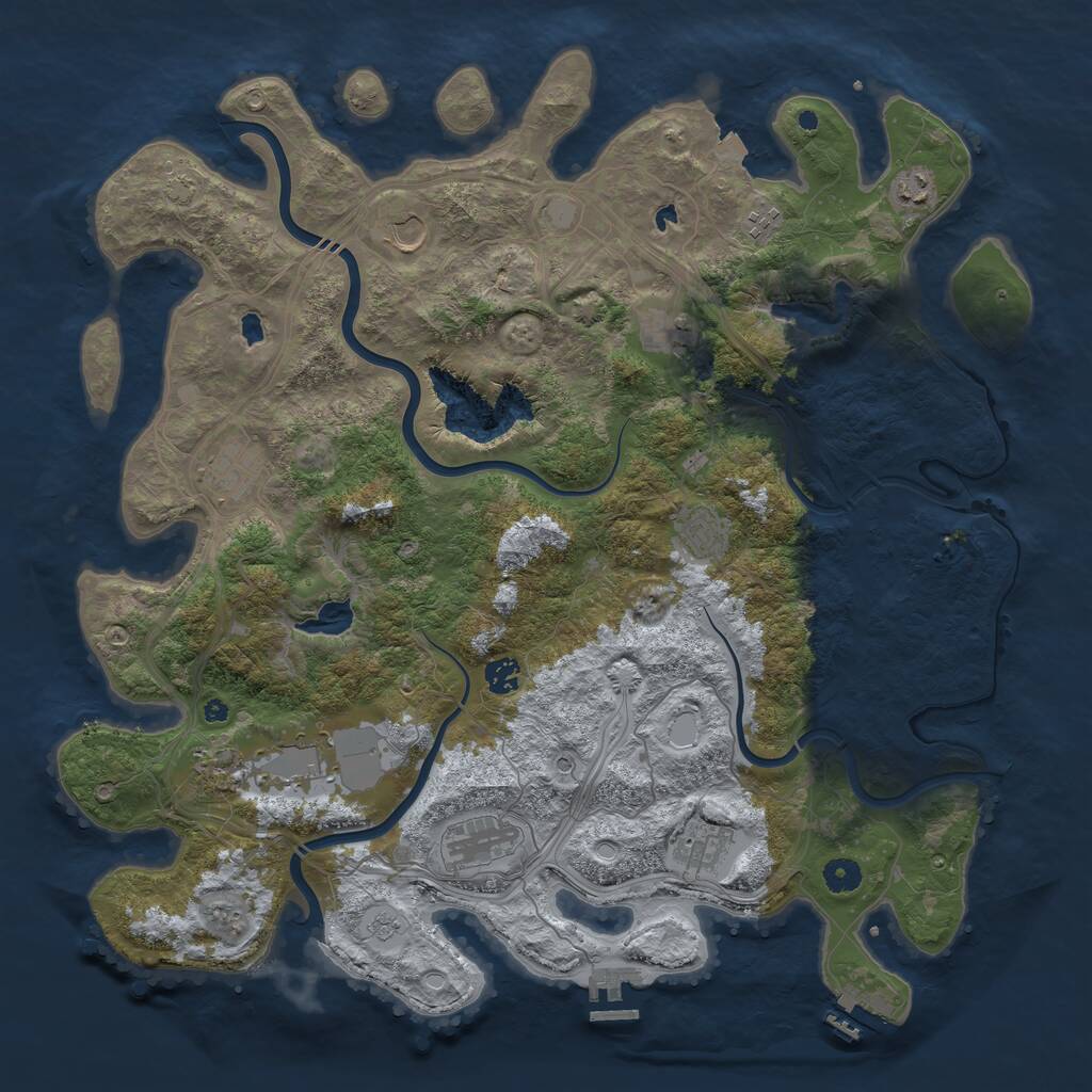 Rust Map: Procedural Map, Size: 4500, Seed: 645805700, 17 Monuments