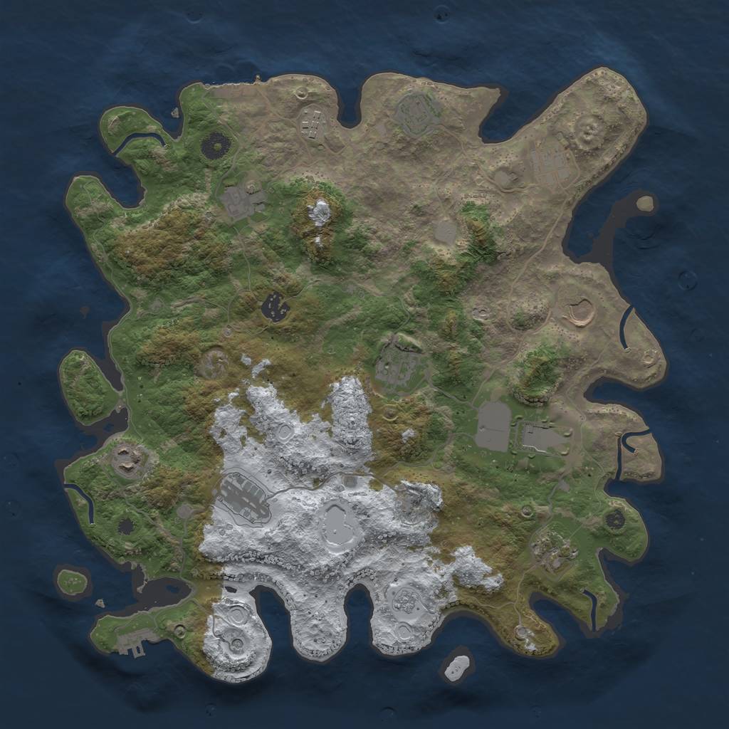 Rust Map: Procedural Map, Size: 3950, Seed: 63997321, 20 Monuments