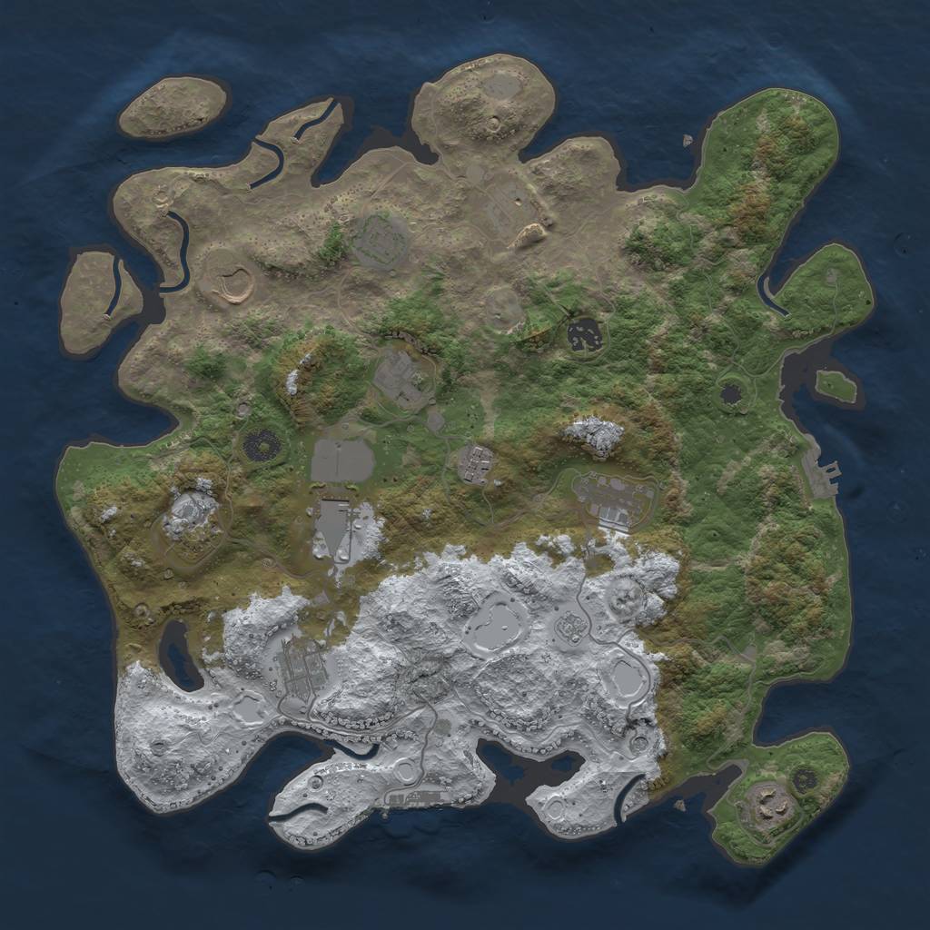 Rust Map: Procedural Map, Size: 3950, Seed: 311692169, 20 Monuments