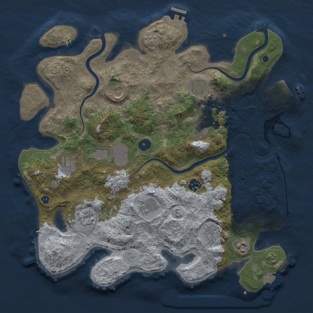 Rust Map: Procedural Map, Size: 3950, Seed: 311692169, 17 Monuments