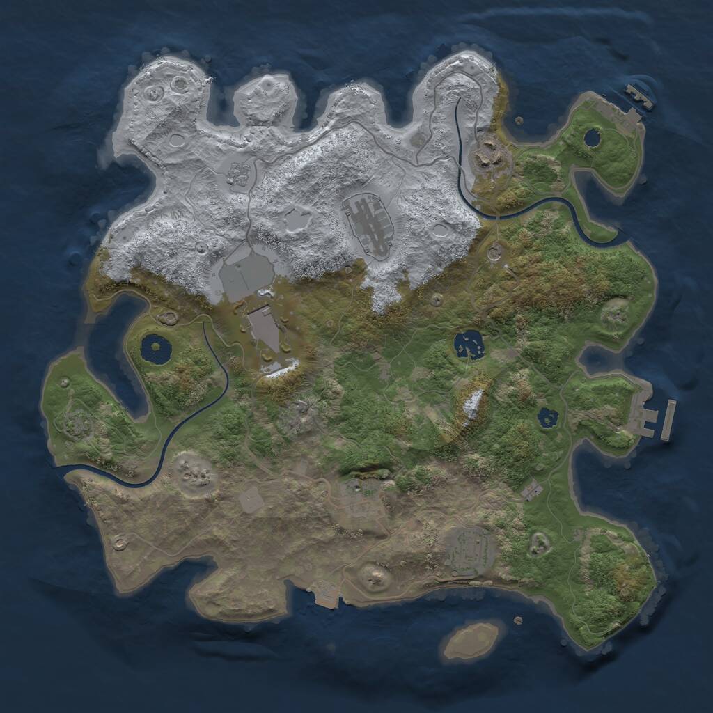Rust Map: Procedural Map, Size: 3500, Seed: 1734798557, 12 Monuments