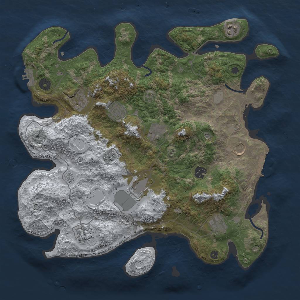 Rust Map: Procedural Map, Size: 3750, Seed: 1215760321, 19 Monuments