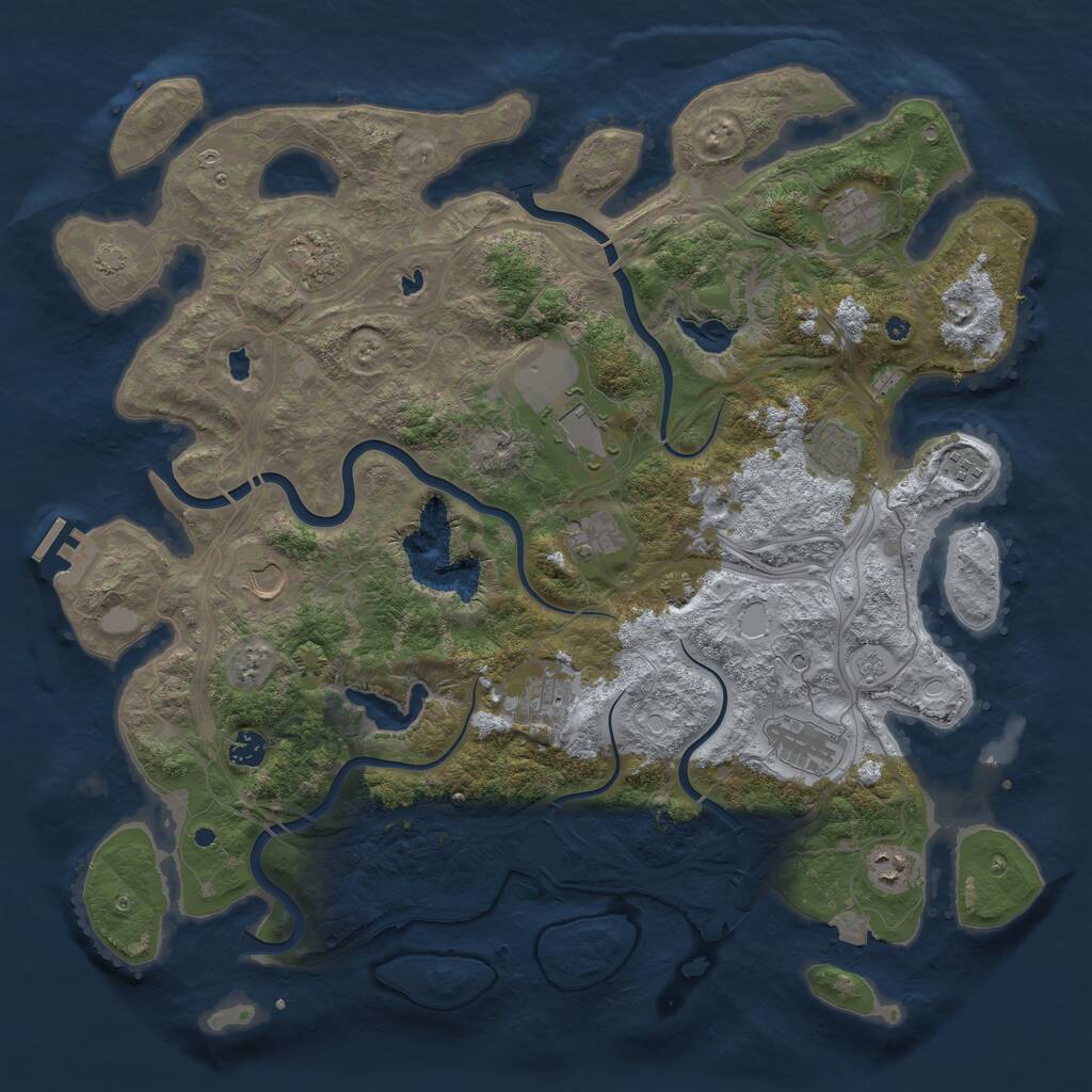 Rust Map: Procedural Map, Size: 4500, Seed: 2005082486, 16 Monuments