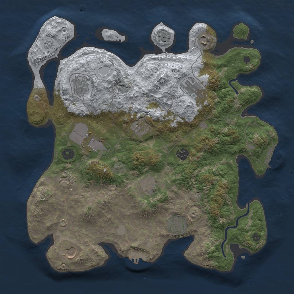 Rust Map: Procedural Map, Size: 3700, Seed: 1996197476, 20 Monuments