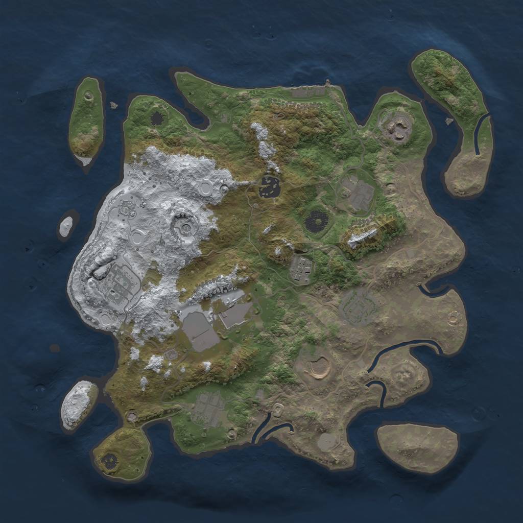 Rust Map: Procedural Map, Size: 3500, Seed: 996247976, 17 Monuments