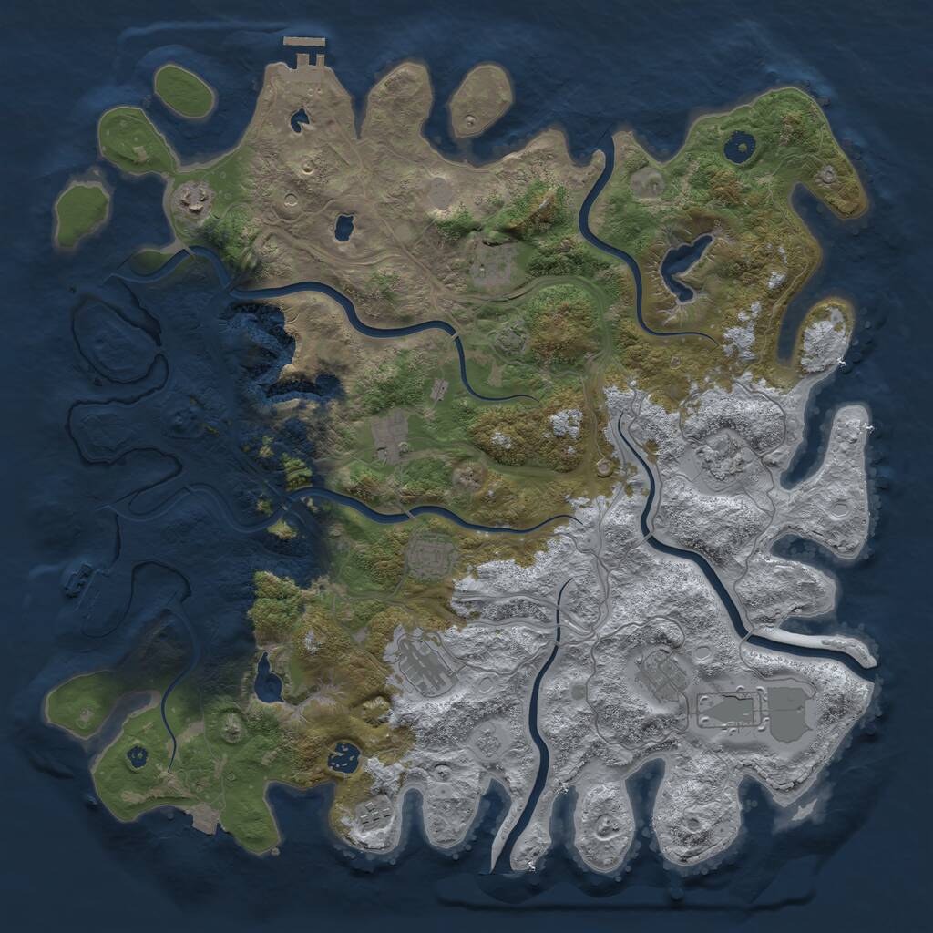 Rust Map: Procedural Map, Size: 4500, Seed: 4896853, 16 Monuments