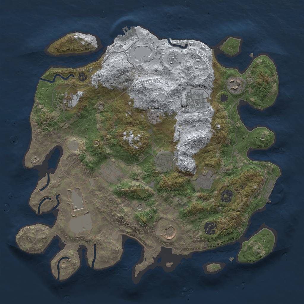 Rust Map: Procedural Map, Size: 3500, Seed: 220414001, 19 Monuments