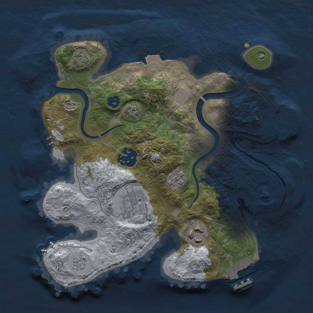 Rust Map: Procedural Map, Size: 2500, Seed: 184, 9 Monuments