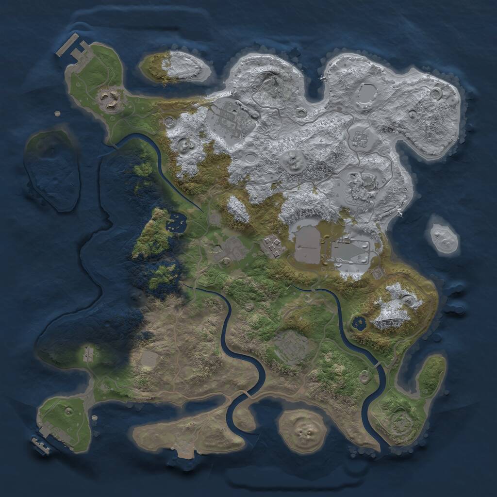 Rust Map: Procedural Map, Size: 3500, Seed: 2116113594, 14 Monuments