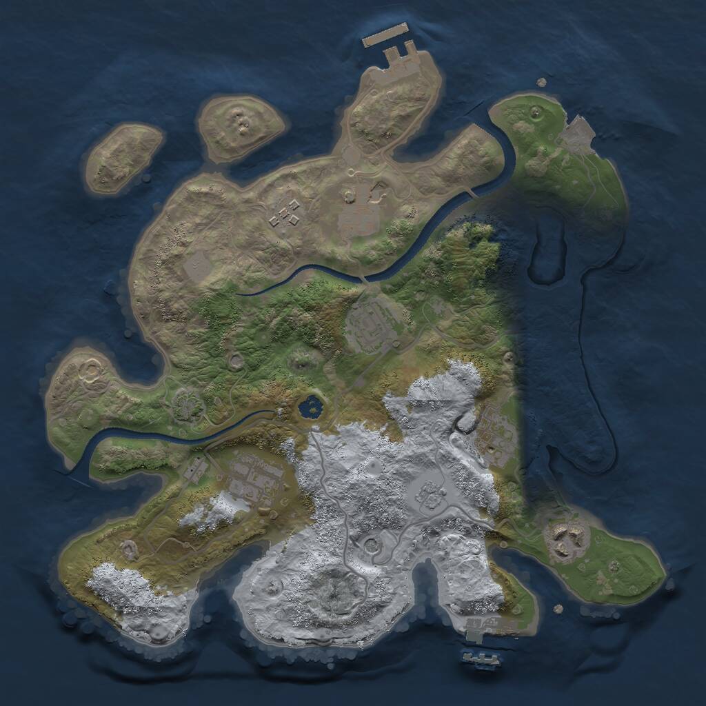 Rust Map: Procedural Map, Size: 3000, Seed: 61733, 12 Monuments