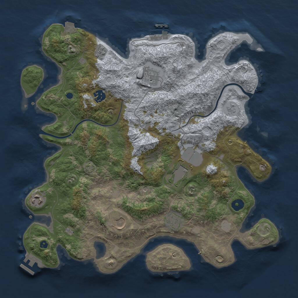 Rust Map: Procedural Map, Size: 3750, Seed: 687505536, 13 Monuments