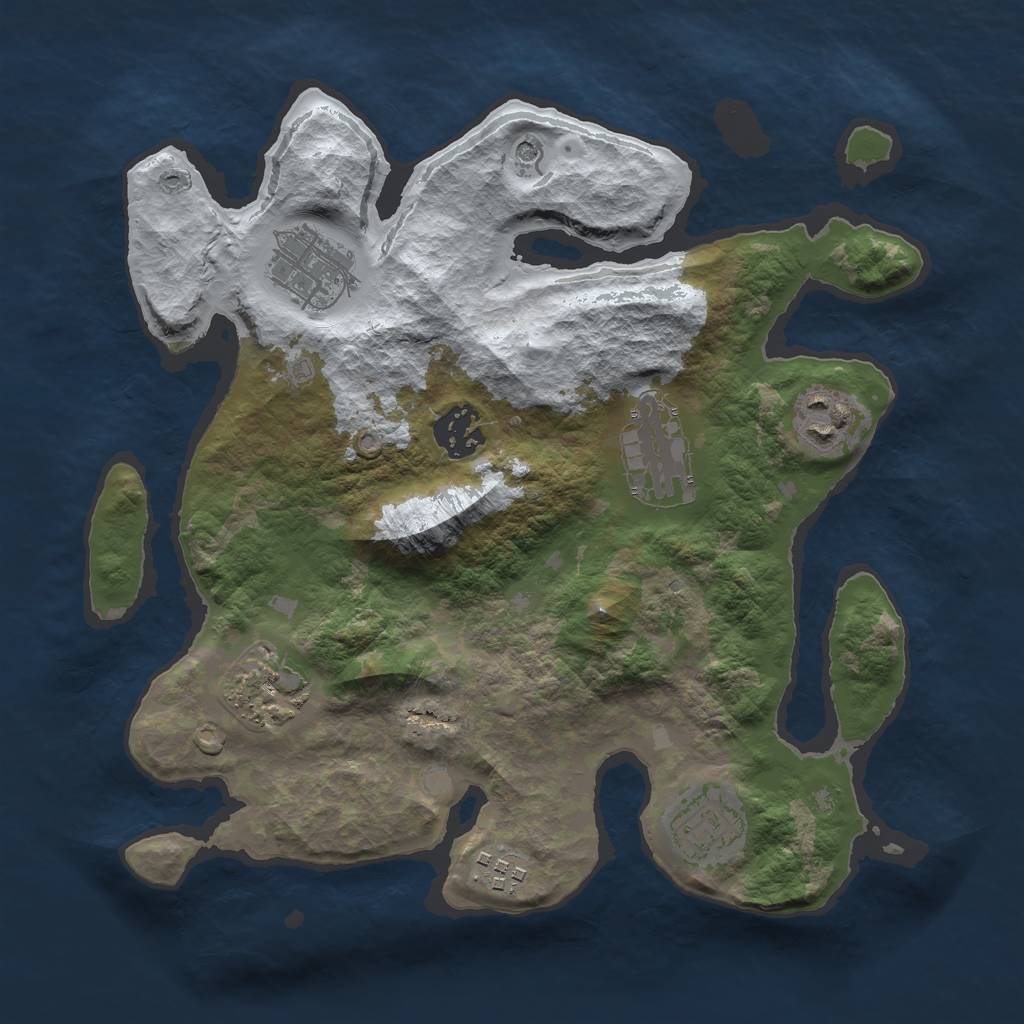 Rust Map: Barren, Size: 3000, Seed: 517970231, 10 Monuments