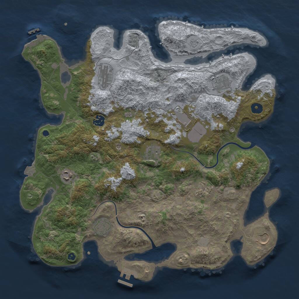 Rust Map: Procedural Map, Size: 3950, Seed: 376547913, 16 Monuments