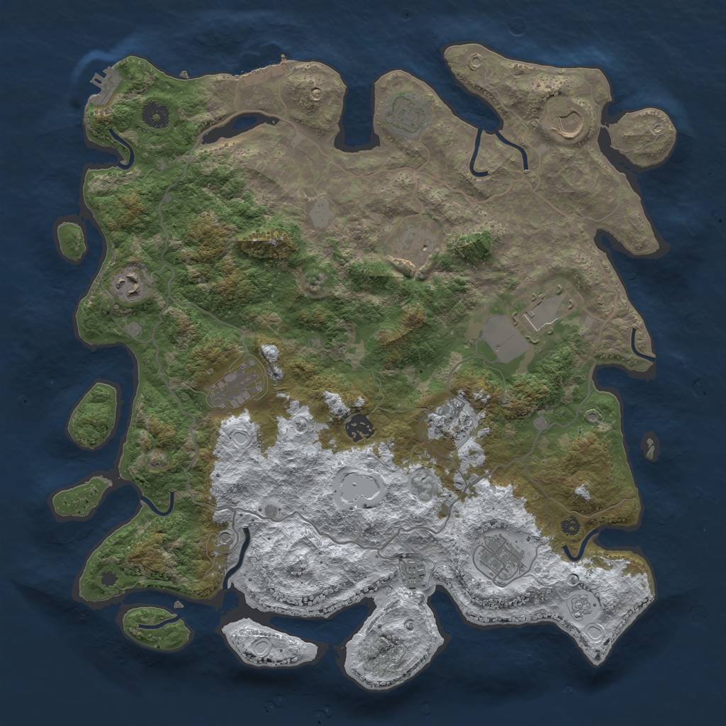 Rust Map: Procedural Map, Size: 4000, Seed: 404436287, 19 Monuments