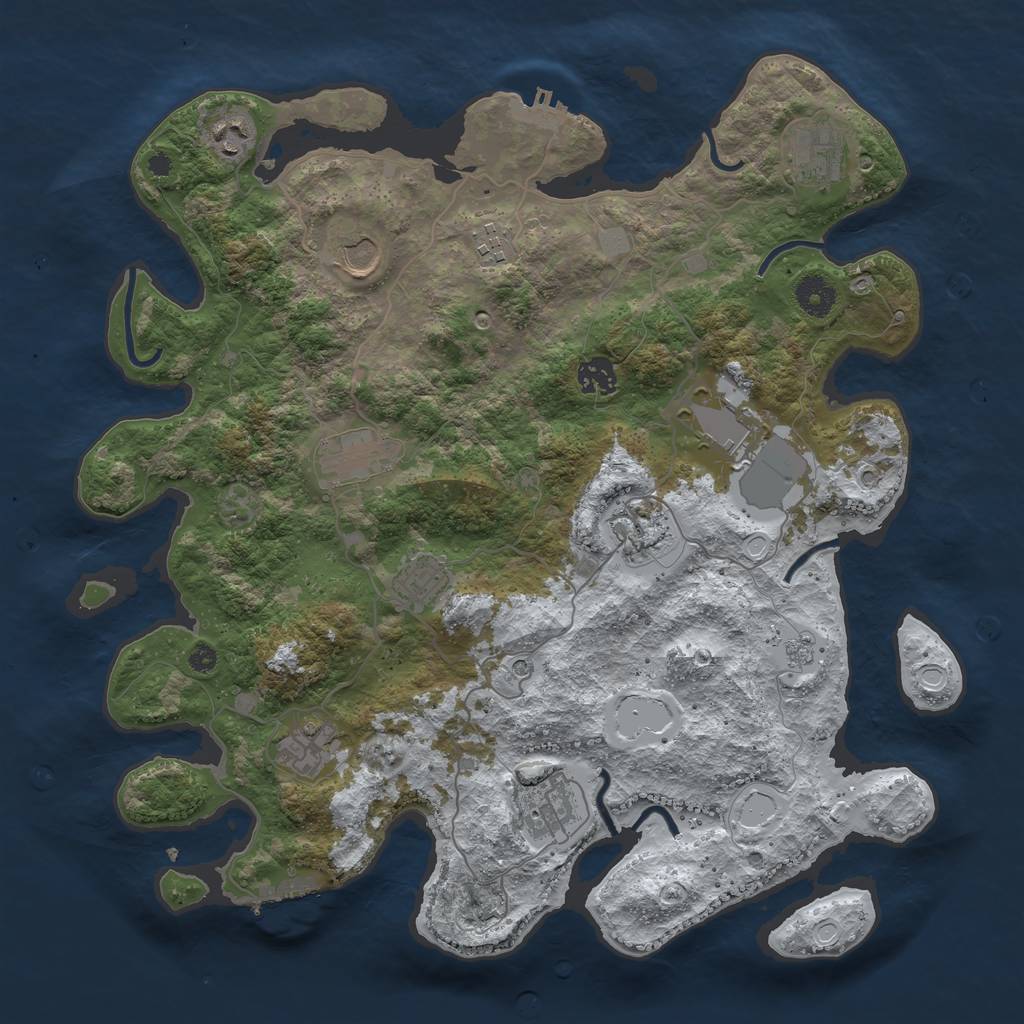 Rust Map: Procedural Map, Size: 3850, Seed: 1674138791, 20 Monuments