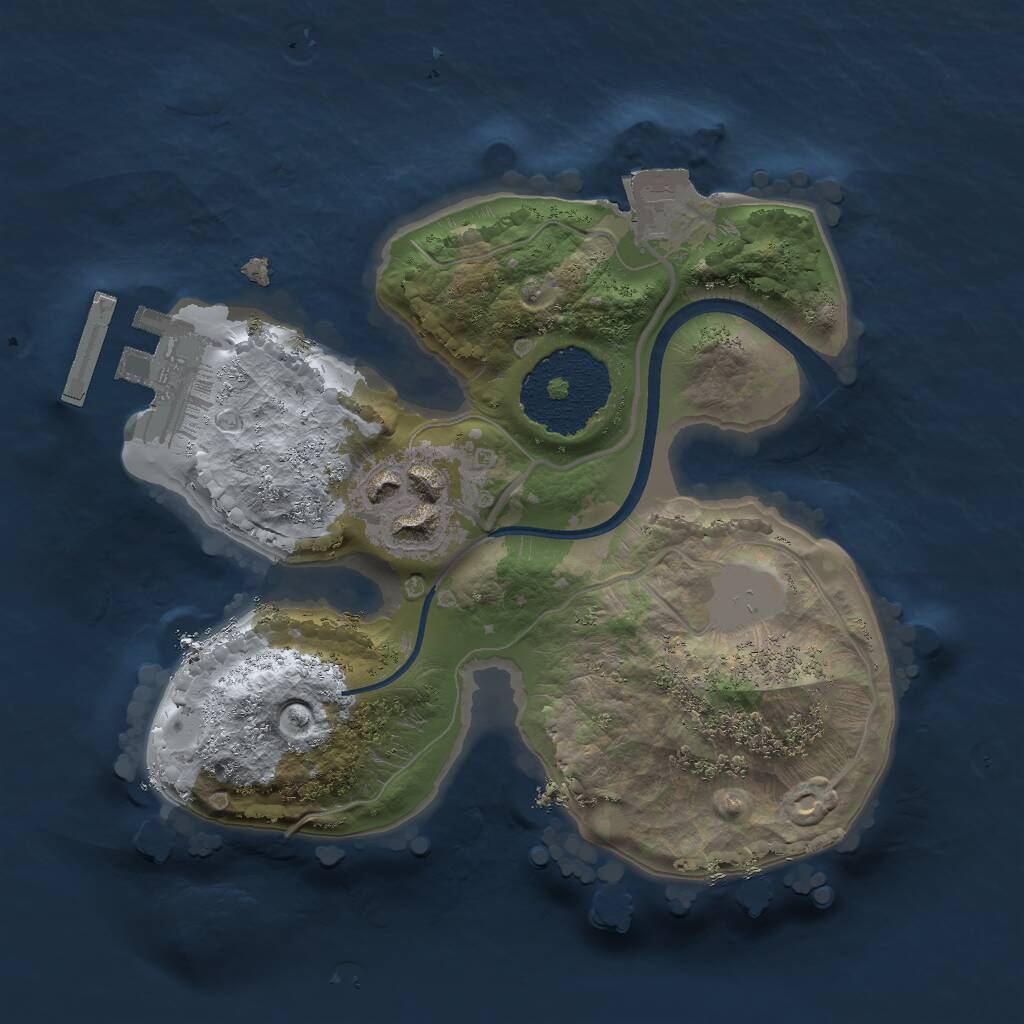 Rust Map: Procedural Map, Size: 1800, Seed: 12345, 3 Monuments