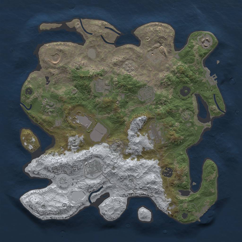 Rust Map: Procedural Map, Size: 3500, Seed: 309073123, 20 Monuments