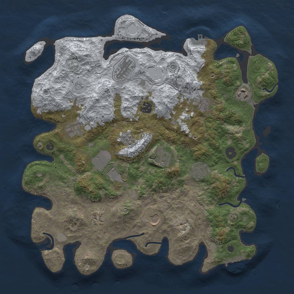 Rust Map: Procedural Map, Size: 3850, Seed: 1842863441, 20 Monuments