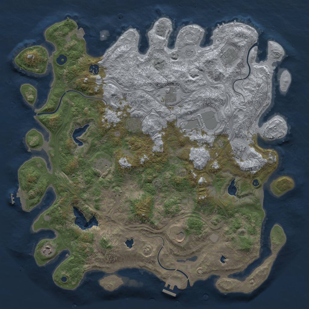 Rust Map: Procedural Map, Size: 4500, Seed: 2524, 16 Monuments