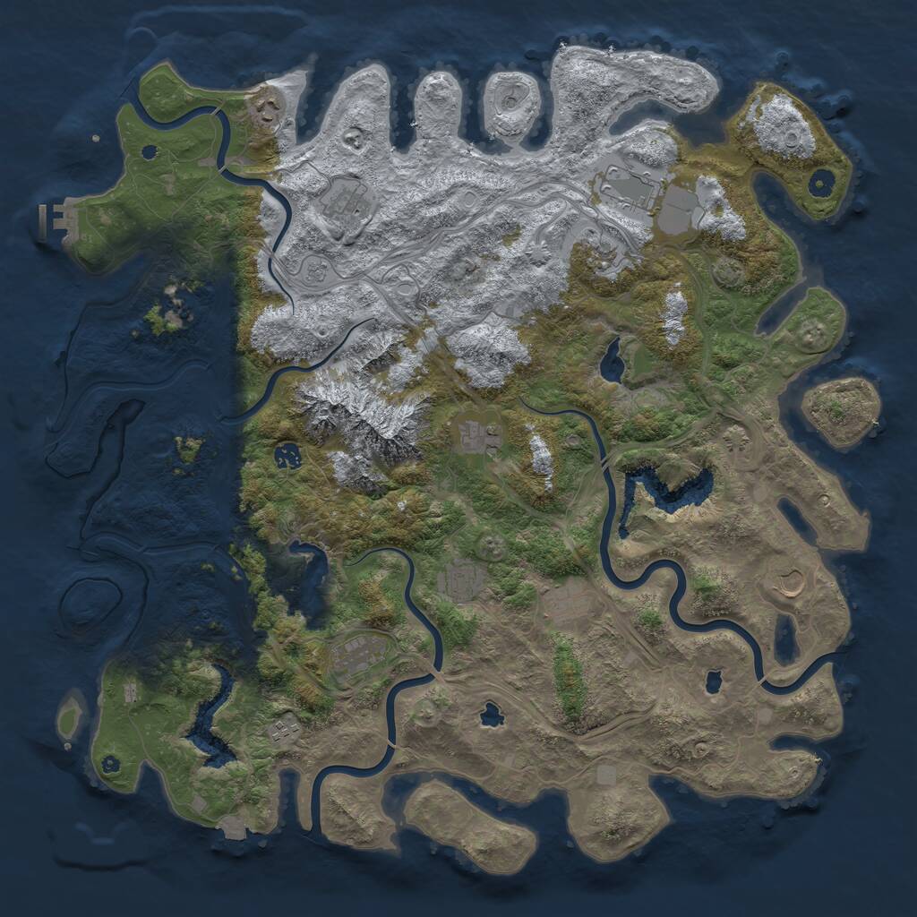 Rust Map: Procedural Map, Size: 5000, Seed: 1180, 16 Monuments