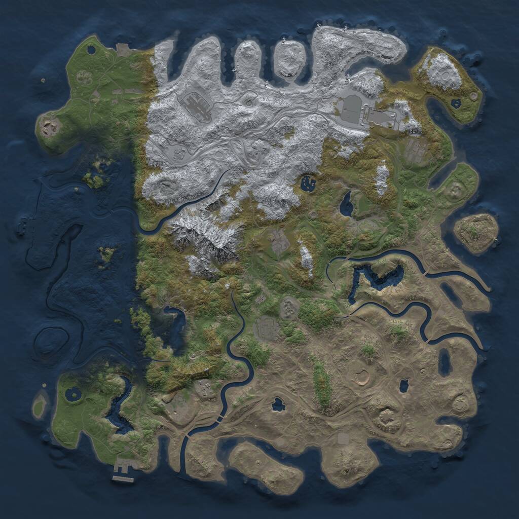 Rust Map: Procedural Map, Size: 5000, Seed: 1180, 16 Monuments