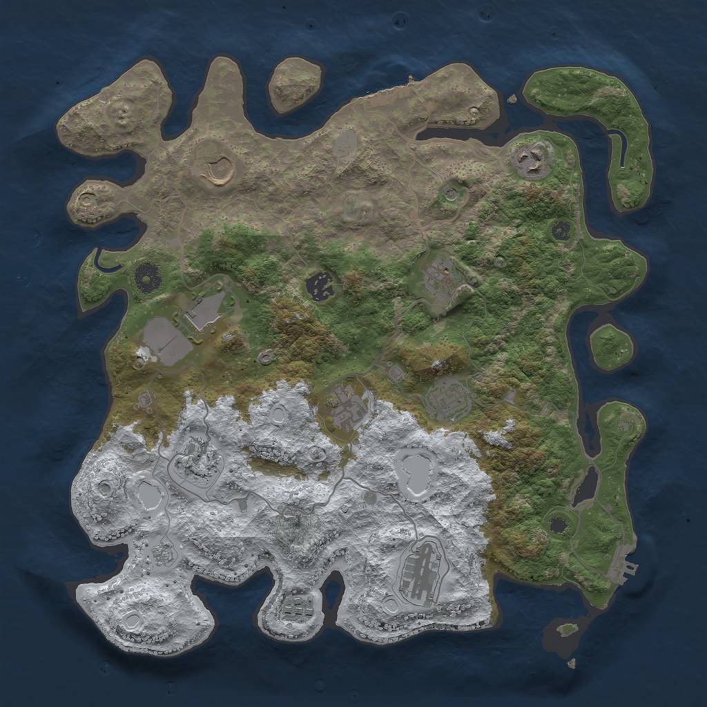 Rust Map: Procedural Map, Size: 3750, Seed: 1272, 19 Monuments