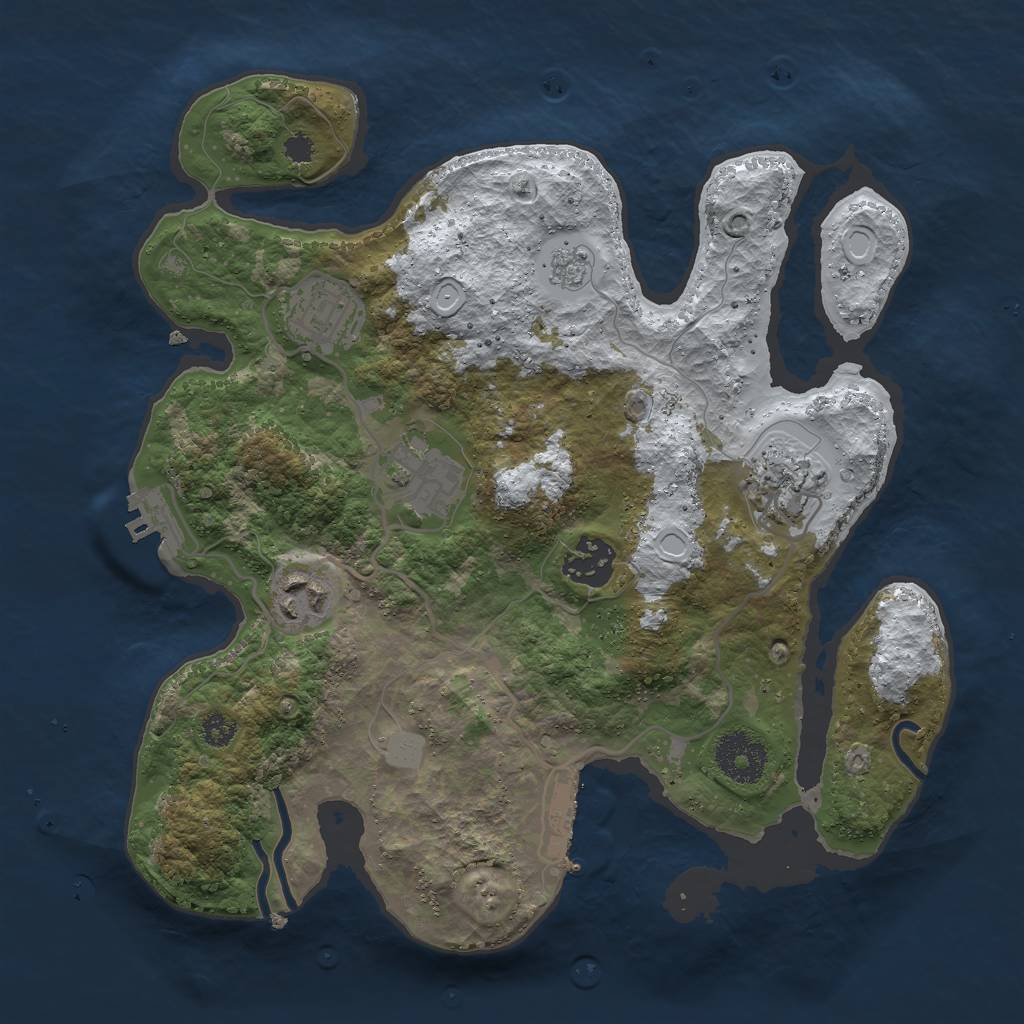 Rust Map: Procedural Map, Size: 3000, Seed: 51329, 13 Monuments