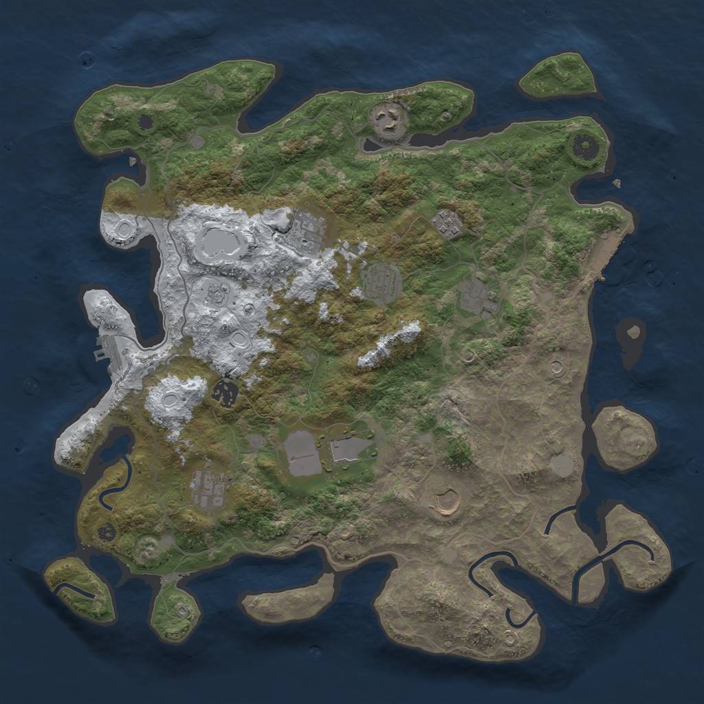 Rust Map: Procedural Map, Size: 4000, Seed: 526845, 18 Monuments
