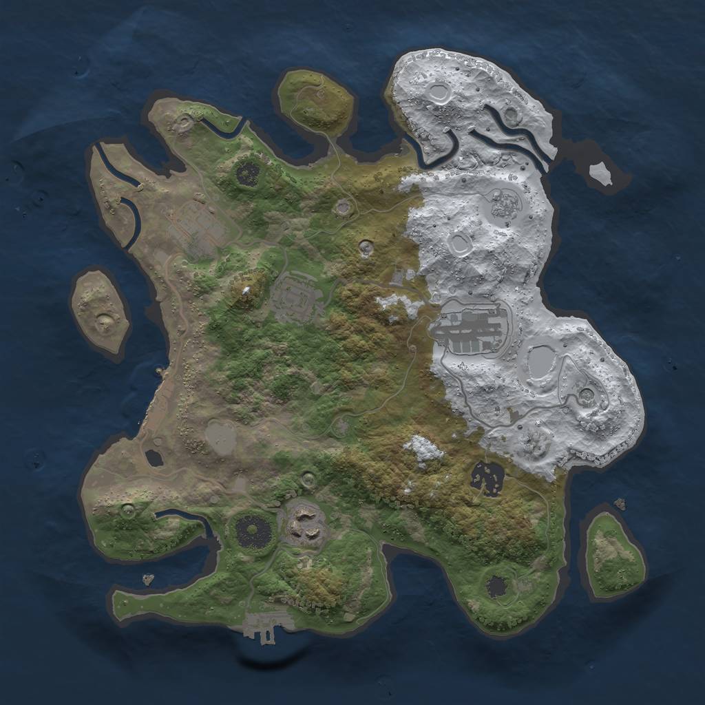 Rust Map: Procedural Map, Size: 3000, Seed: 485310747, 14 Monuments
