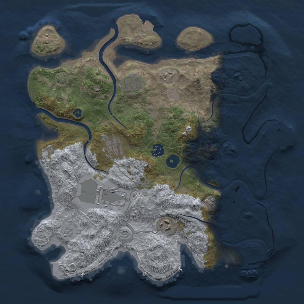 Rust Map: Procedural Map, Size: 3500, Seed: 1520, 12 Monuments