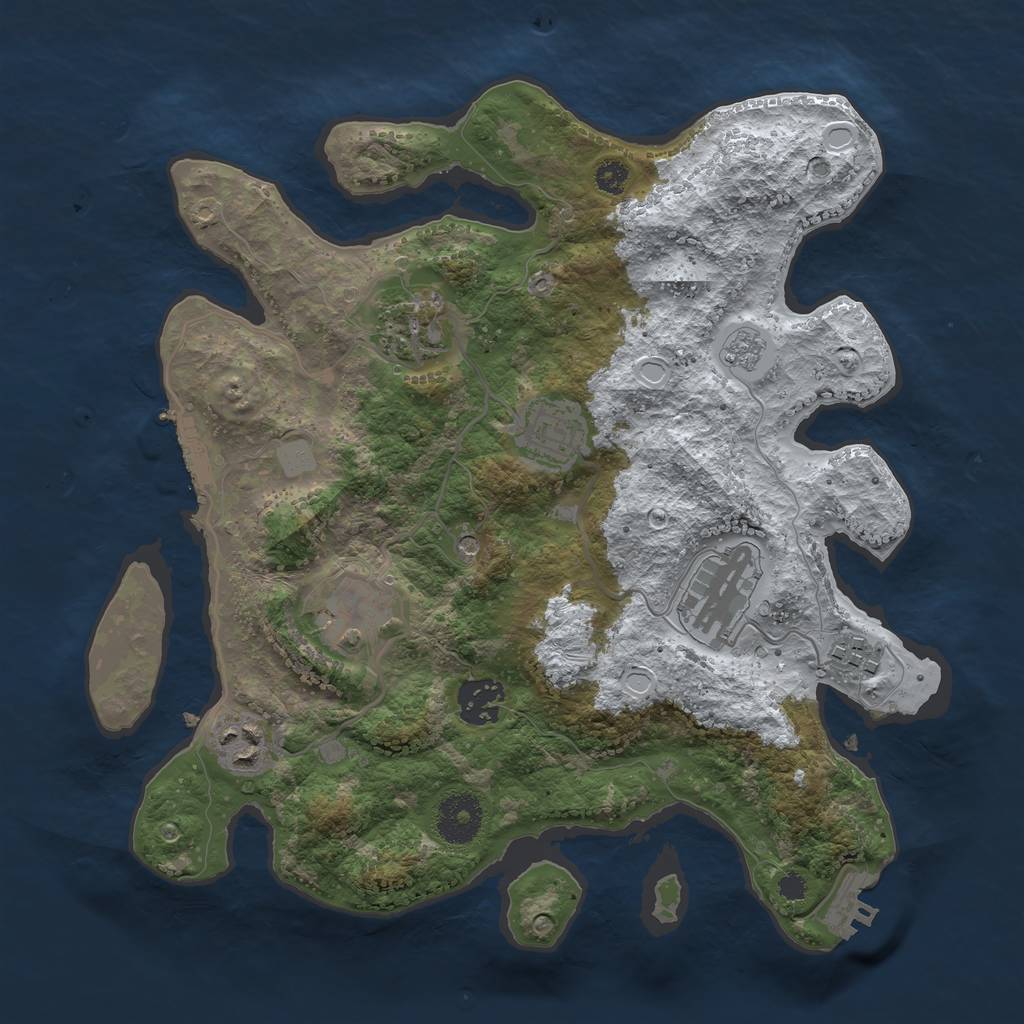 Rust Map: Procedural Map, Size: 3200, Seed: 444423, 16 Monuments