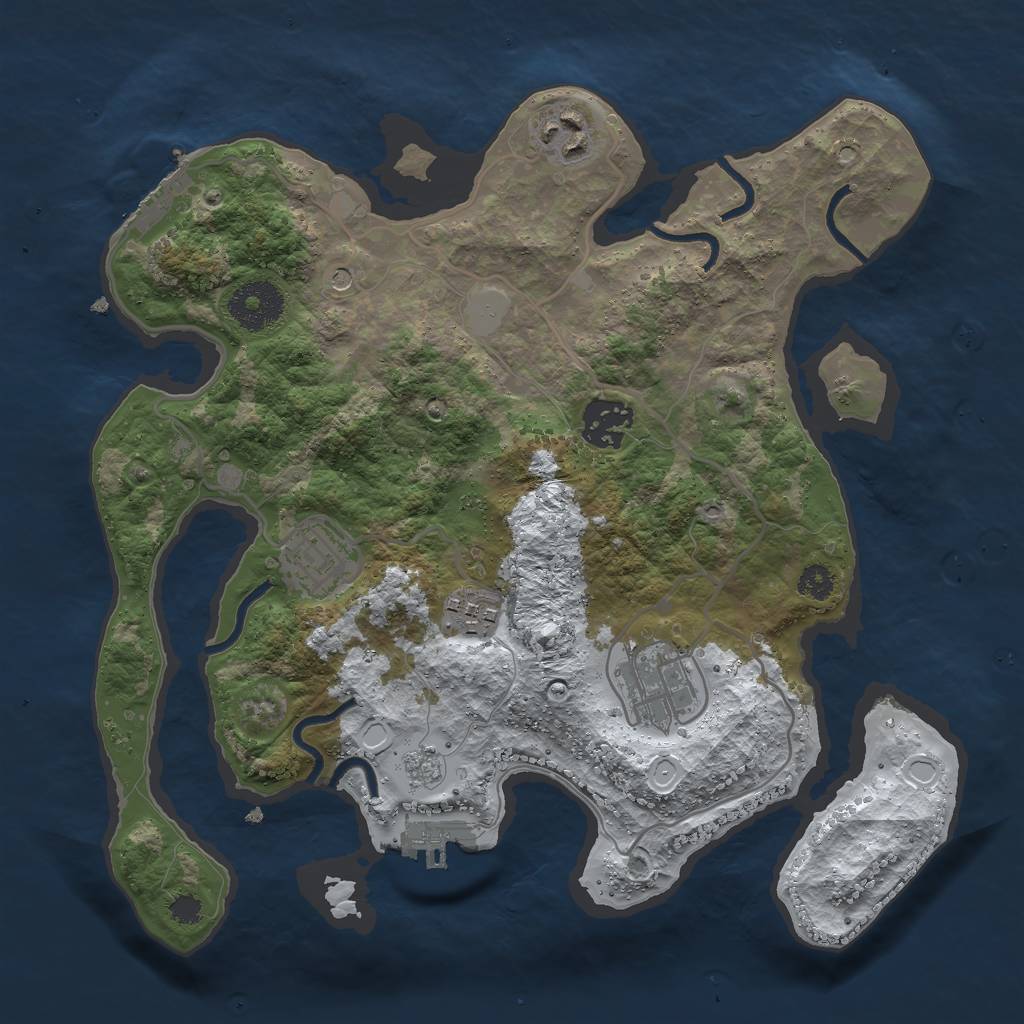 Rust Map: Procedural Map, Size: 2999, Seed: 32168046, 14 Monuments