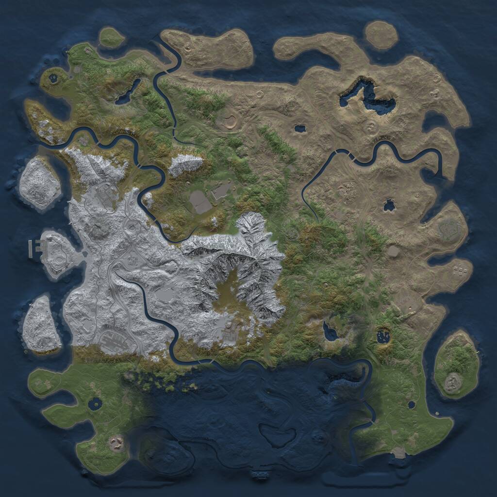 Rust Map: Procedural Map, Size: 5555, Seed: 8145, 17 Monuments
