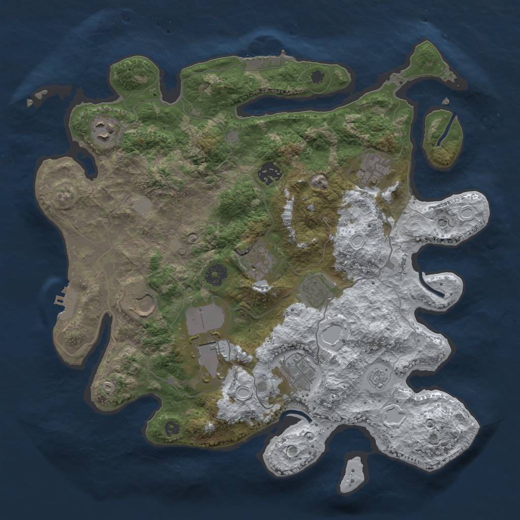 Rust Map: Procedural Map, Size: 3500, Seed: 198570496, 17 Monuments