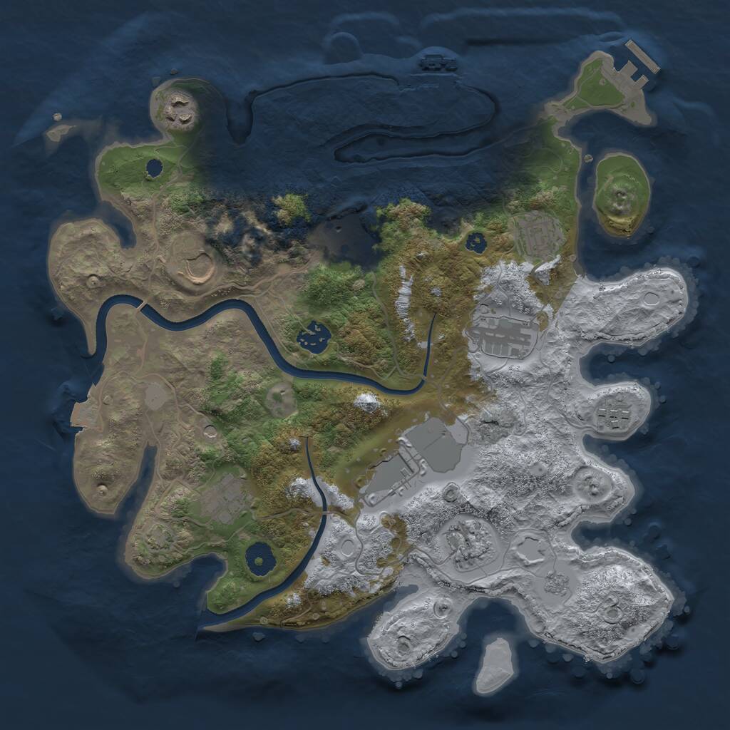 Rust Map: Procedural Map, Size: 3500, Seed: 198570496, 16 Monuments