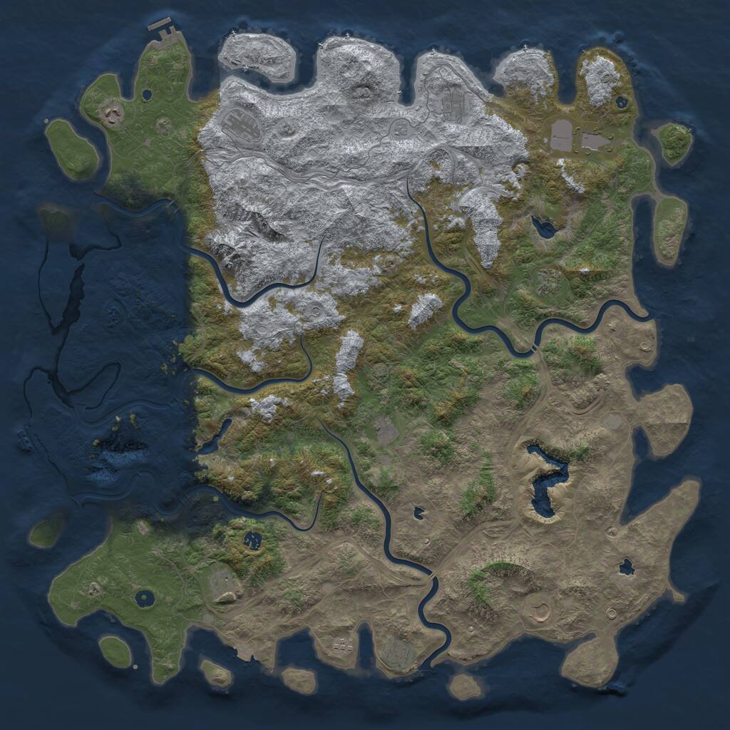 Rust Map: Procedural Map, Size: 6000, Seed: 3692606, 17 Monuments