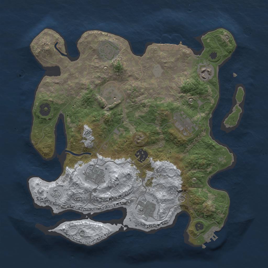 Rust Map: Procedural Map, Size: 3200, Seed: 6054296, 16 Monuments