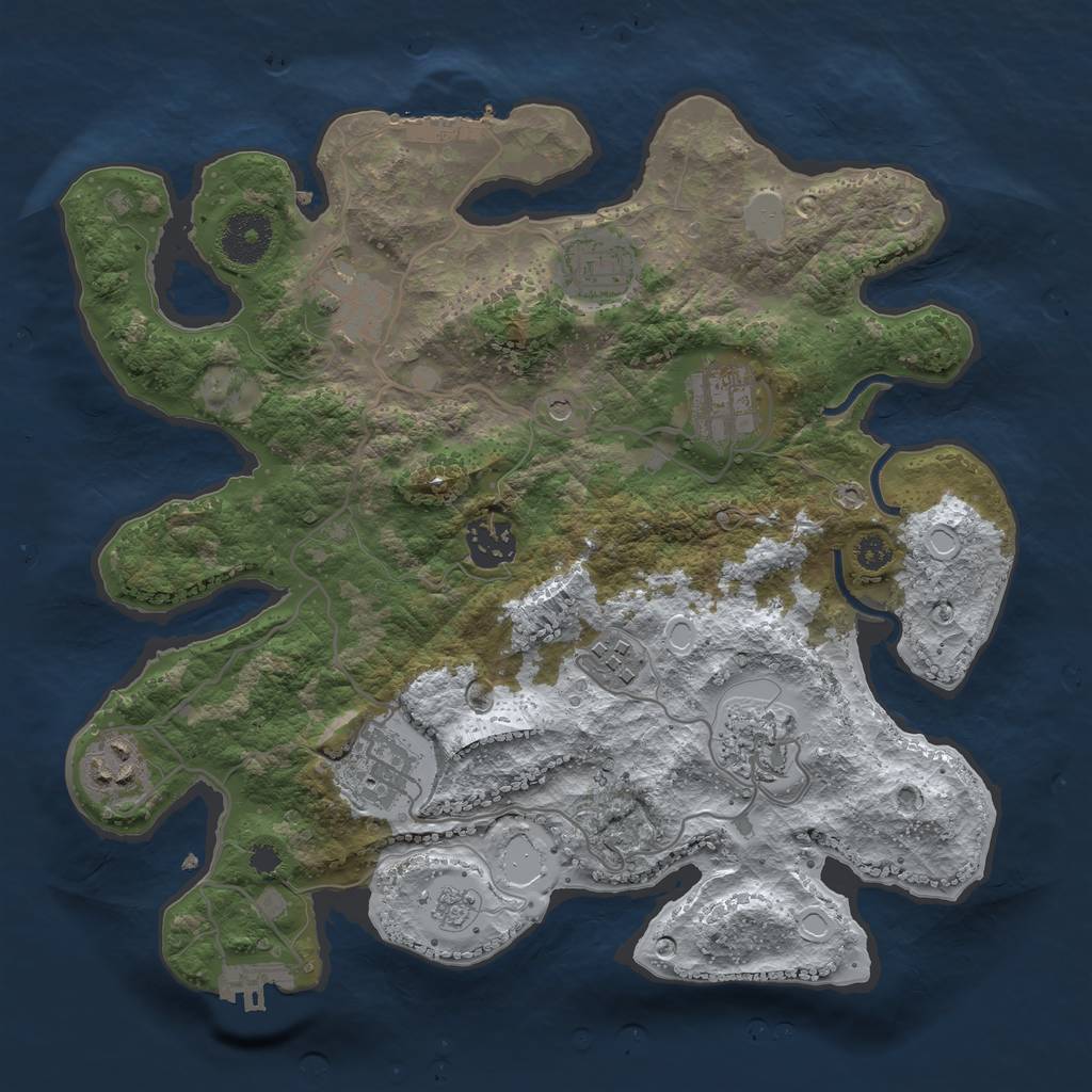 Rust Map: Procedural Map, Size: 3200, Seed: 1720198473, 17 Monuments