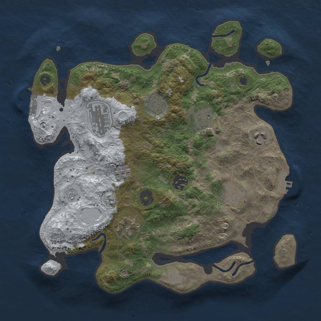 Rust Map: Procedural Map, Size: 3200, Seed: 6404703, 16 Monuments