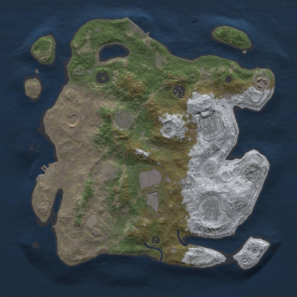 Rust Map: Procedural Map, Size: 3500, Seed: 293841, 17 Monuments