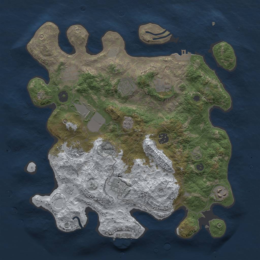 Rust Map: Procedural Map, Size: 3600, Seed: 345133728, 18 Monuments