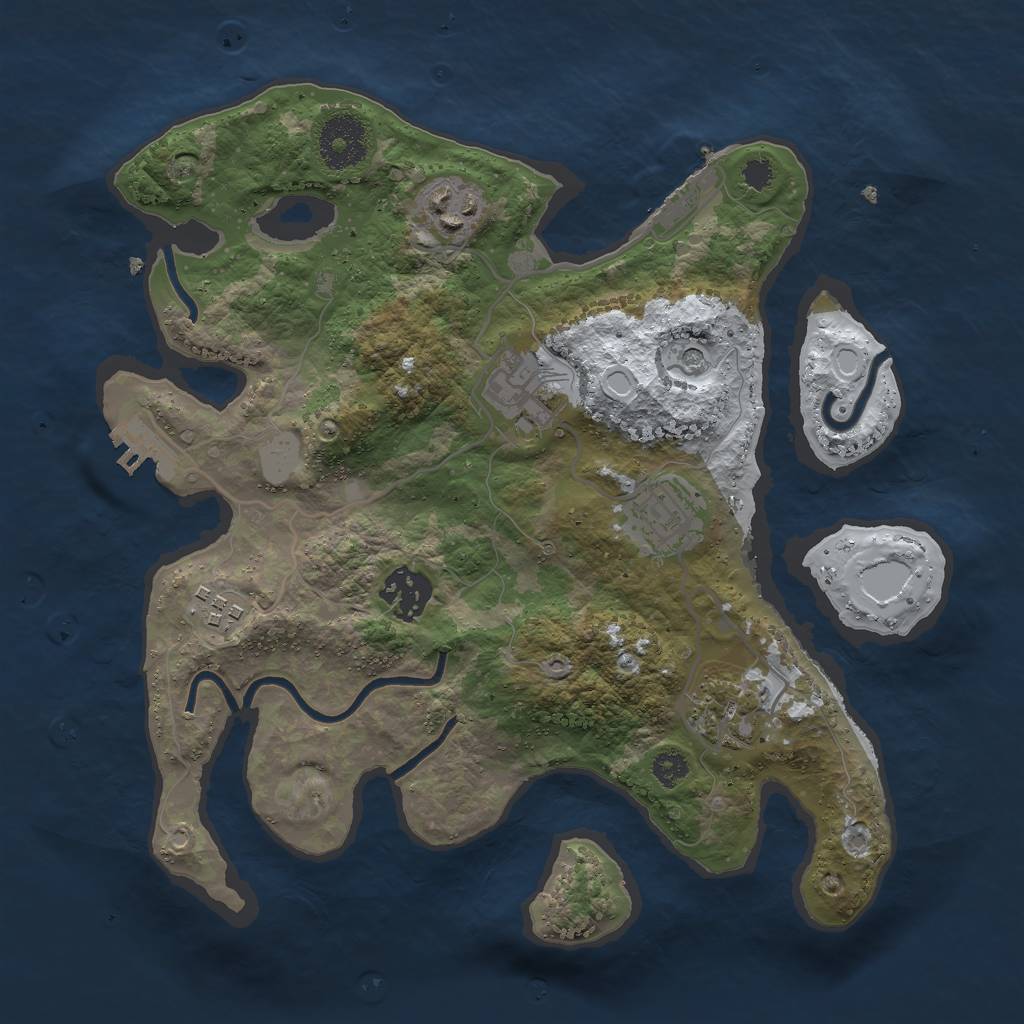 Rust Map: Procedural Map, Size: 3000, Seed: 7575, 14 Monuments