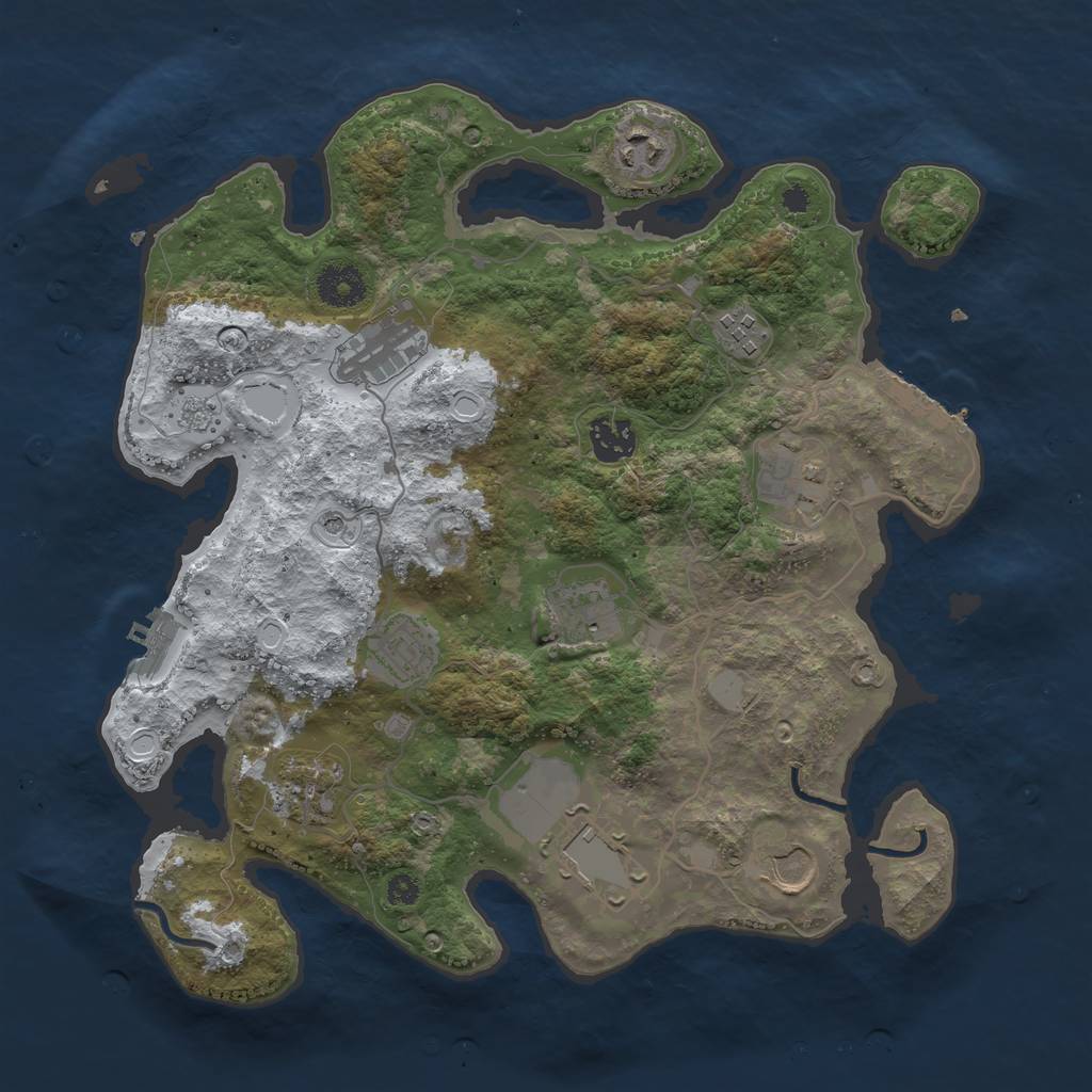 Rust Map: Procedural Map, Size: 3500, Seed: 11133, 19 Monuments