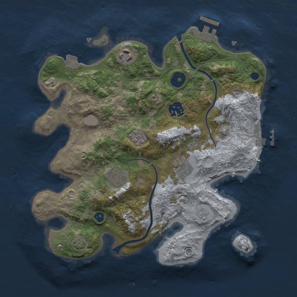Rust Map: Procedural Map, Size: 3000, Seed: 147532175, 11 Monuments