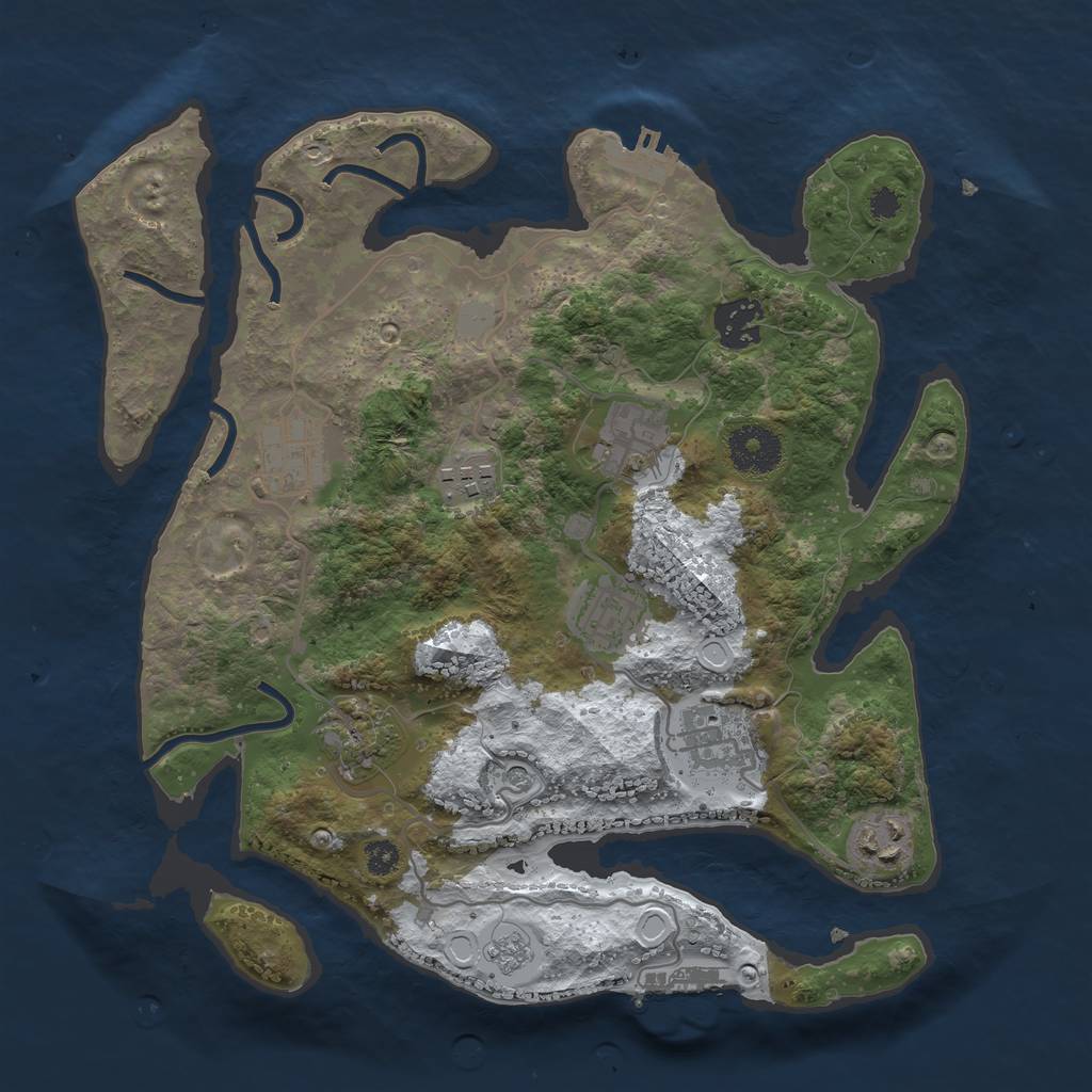 Rust Map: Procedural Map, Size: 3200, Seed: 249964, 17 Monuments