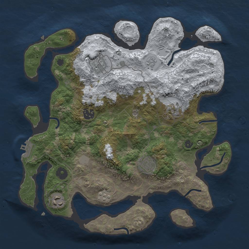 Rust Map: Procedural Map, Size: 3200, Seed: 5443784, 14 Monuments