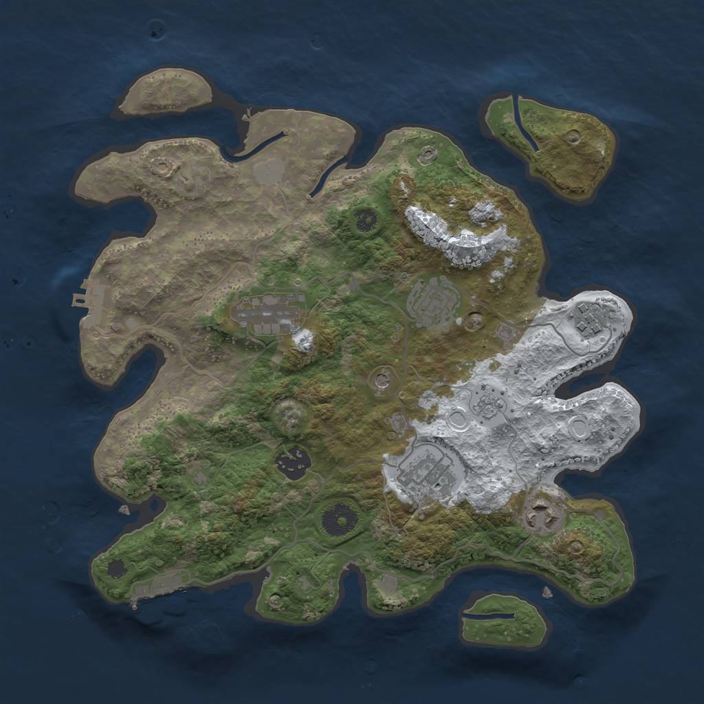 Rust Map: Procedural Map, Size: 3200, Seed: 4776221, 15 Monuments
